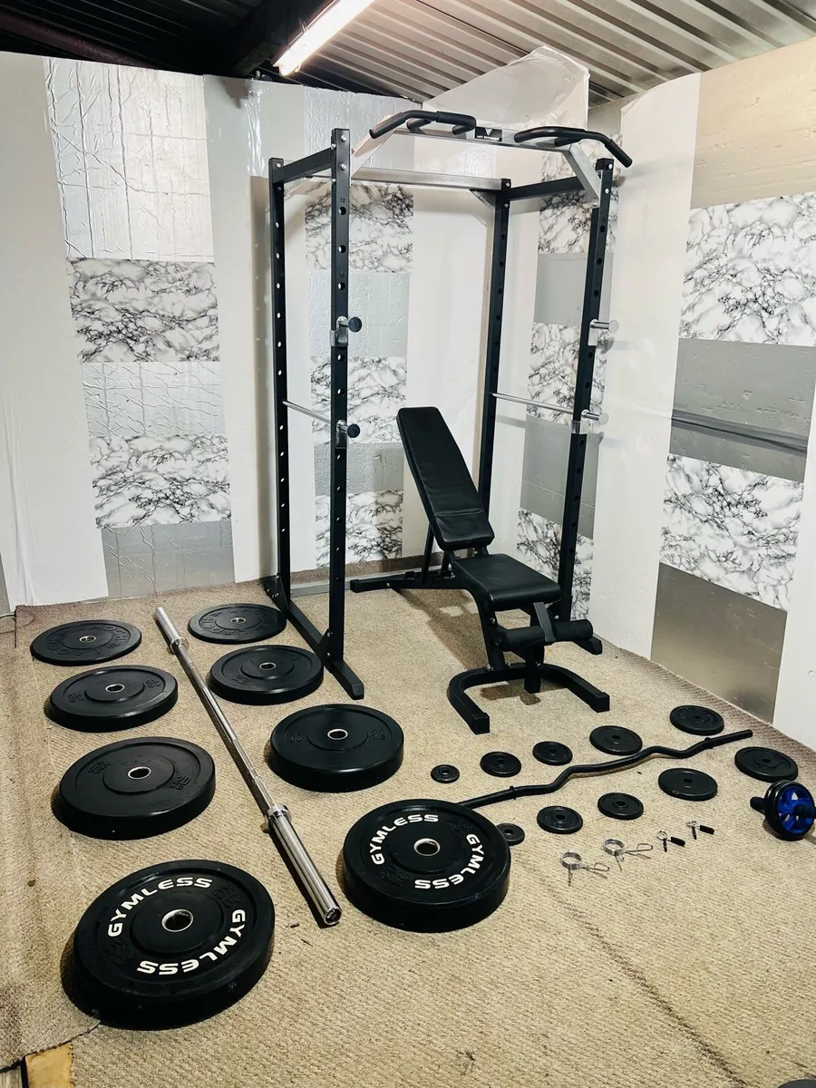 COMPLETE HOME GYM RACK WEIGHTS BENCH BAR ETC - Image 3