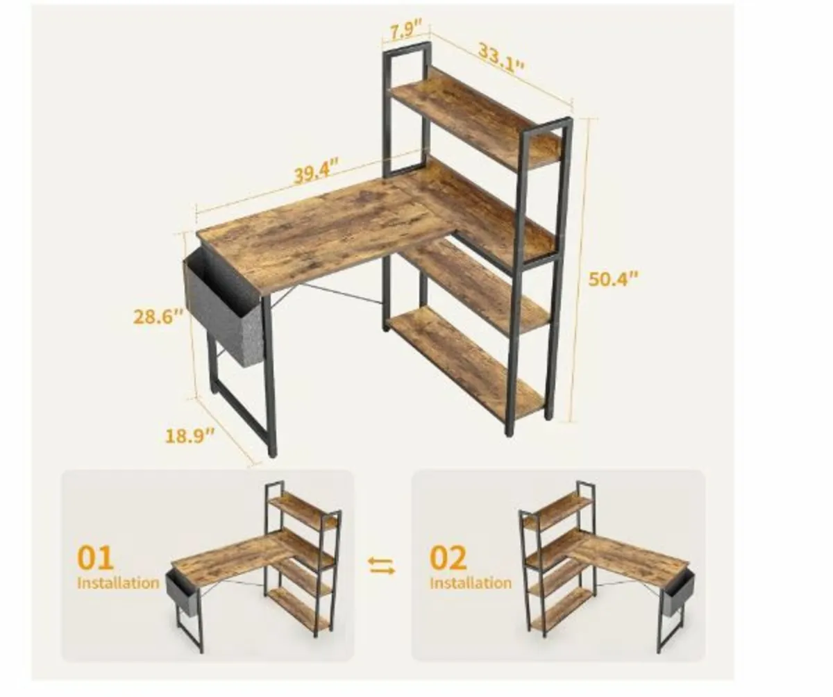 Desk with Shelf, Corner Desk - Image 3