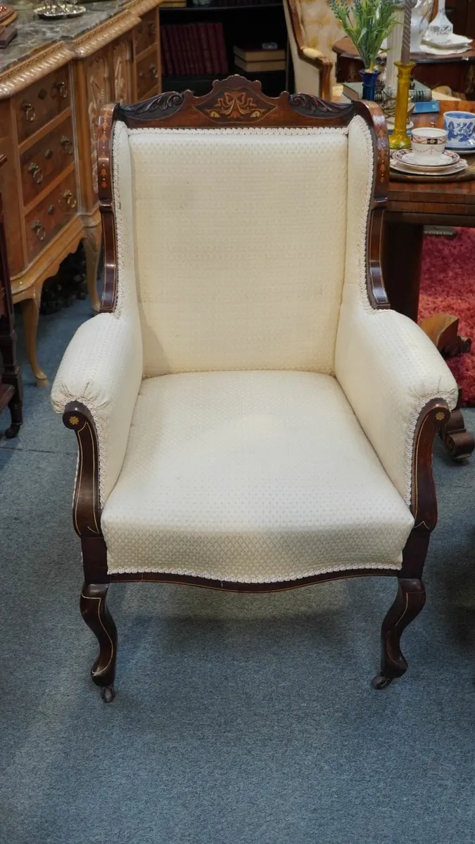 🪑 Pair of Antique Regency-Style Inlaid Armchairs - Image 3