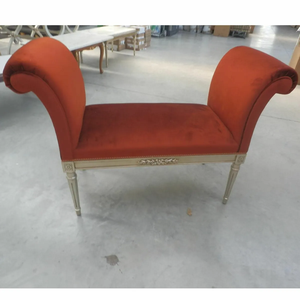 Bench silver w/Terra Cotta Fabric