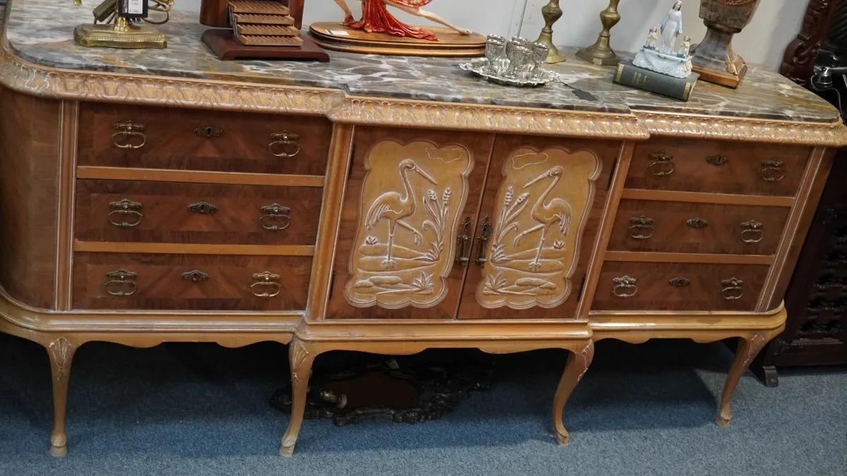 Vintage Spanish Sideboard with Marble Top - Image 2