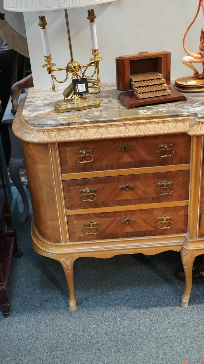 Vintage Spanish Sideboard with Marble Top - Image 3