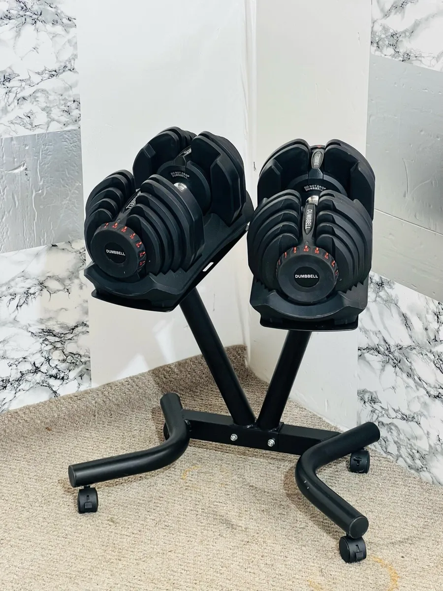 40 X KG ADJUSTABLE DUMBBELLS WITH STAND - Image 2