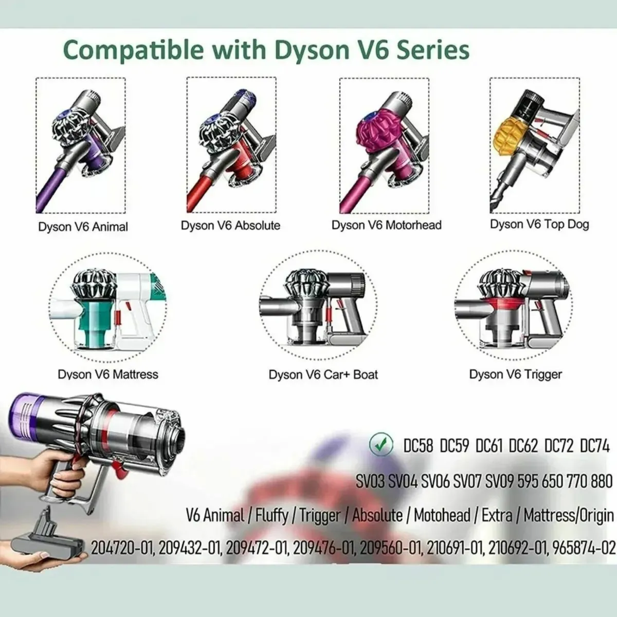 21.6V 6000mAh Dyson V6 Battery Replacement - Image 3