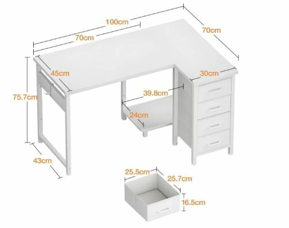 Corner Desk, 100 x 70 cm - Image 3