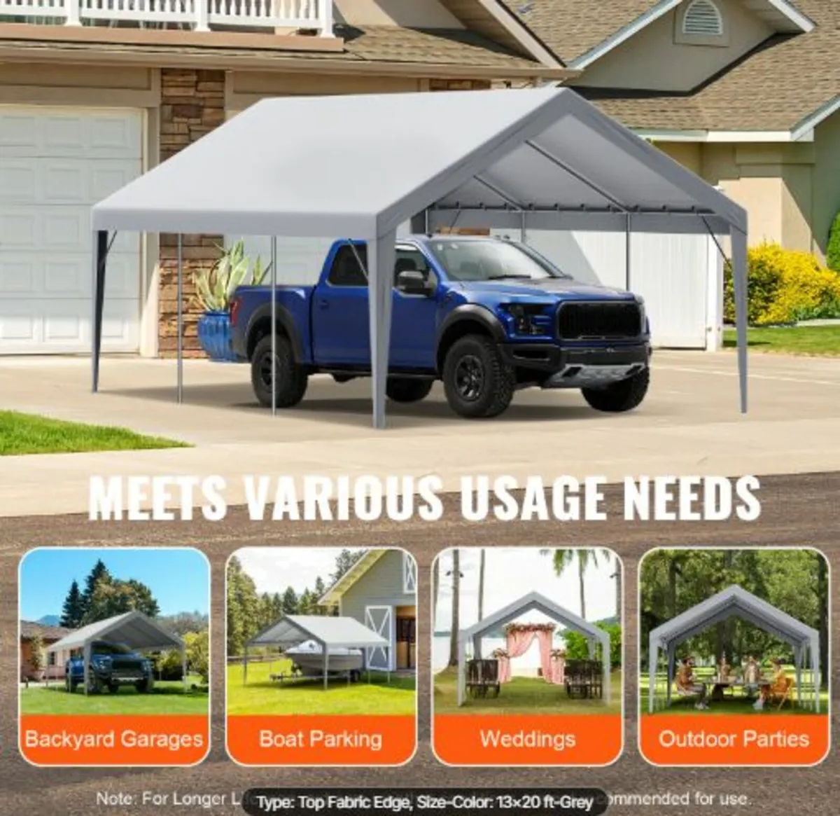 Carport Replacement Canopy Cover 13 x 20 ft, - Image 3