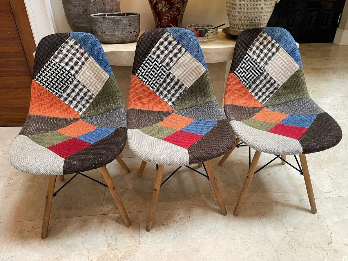 3 x Stunning Multicoloured Kitchen Dining Chairs - Image 1