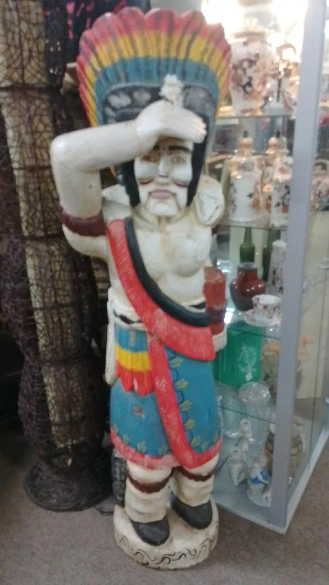 Vintage Carved Wooden Indian Figure - Image 2