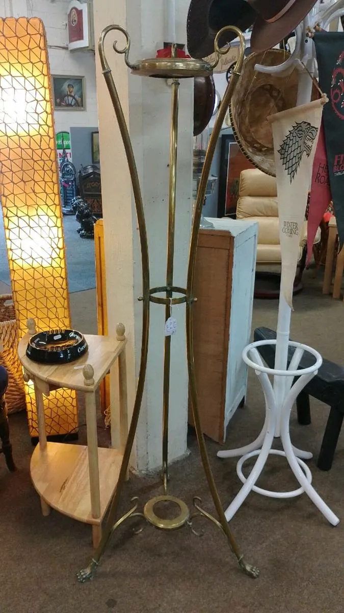 Antique Brass Plant Stand - Image 1
