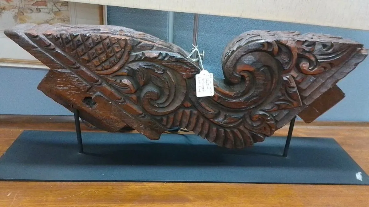 Large Carve Antique Architectural Salvage Lamp - Image 2