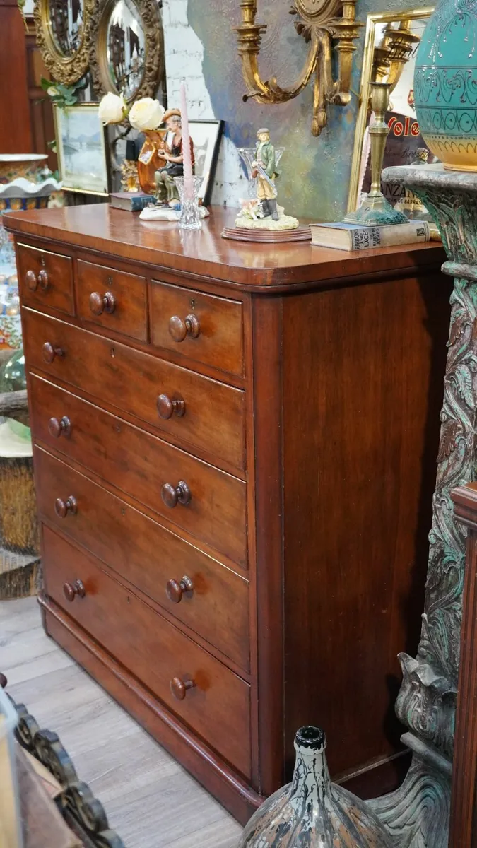 Original Victorian Mahogany Chest of Drawers - Image 3
