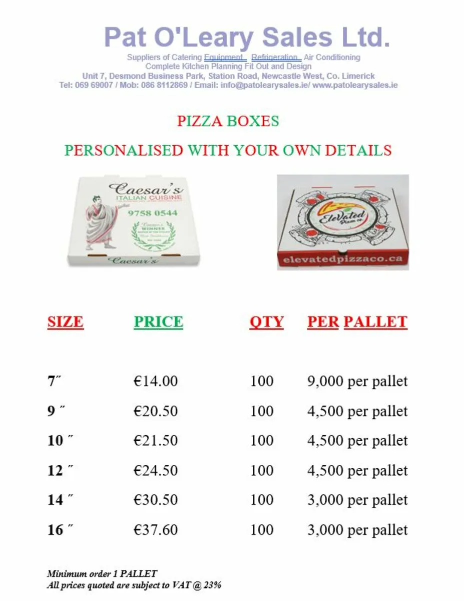 PERSONALISED PIZZA BOXES - Image 1