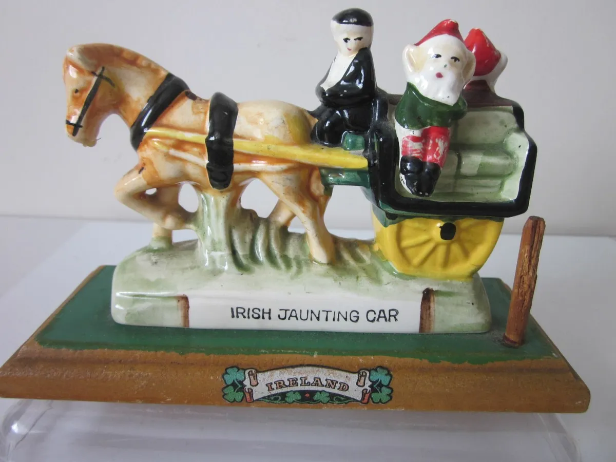 Vintage  Porcelain Irish Jaunting Car Statue - Image 1