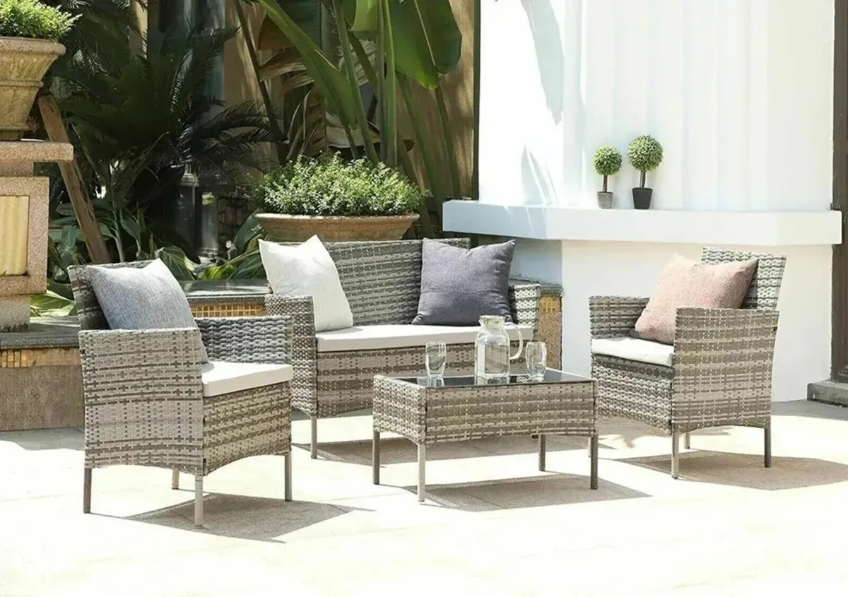 Garden Chair 4-Piece Rattan Furniture Stylish Set - Image 4