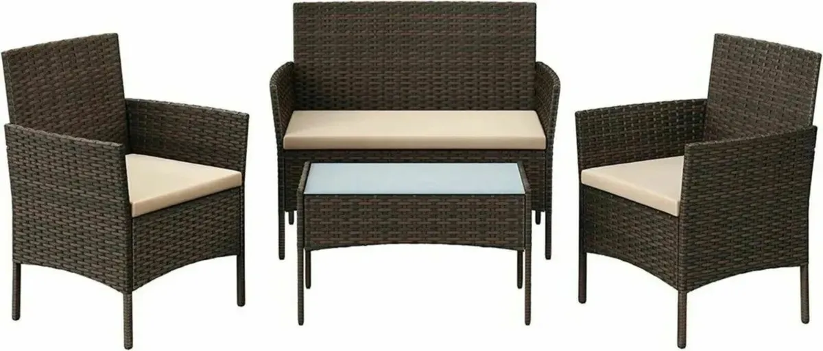 Garden Chair 4-Piece Rattan Furniture Stylish Set - Image 1
