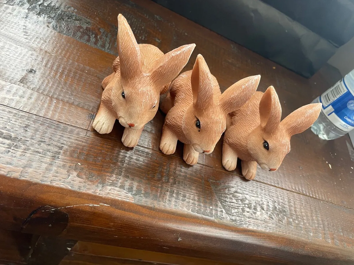 3 bunny’s figures garden etc - Image 1