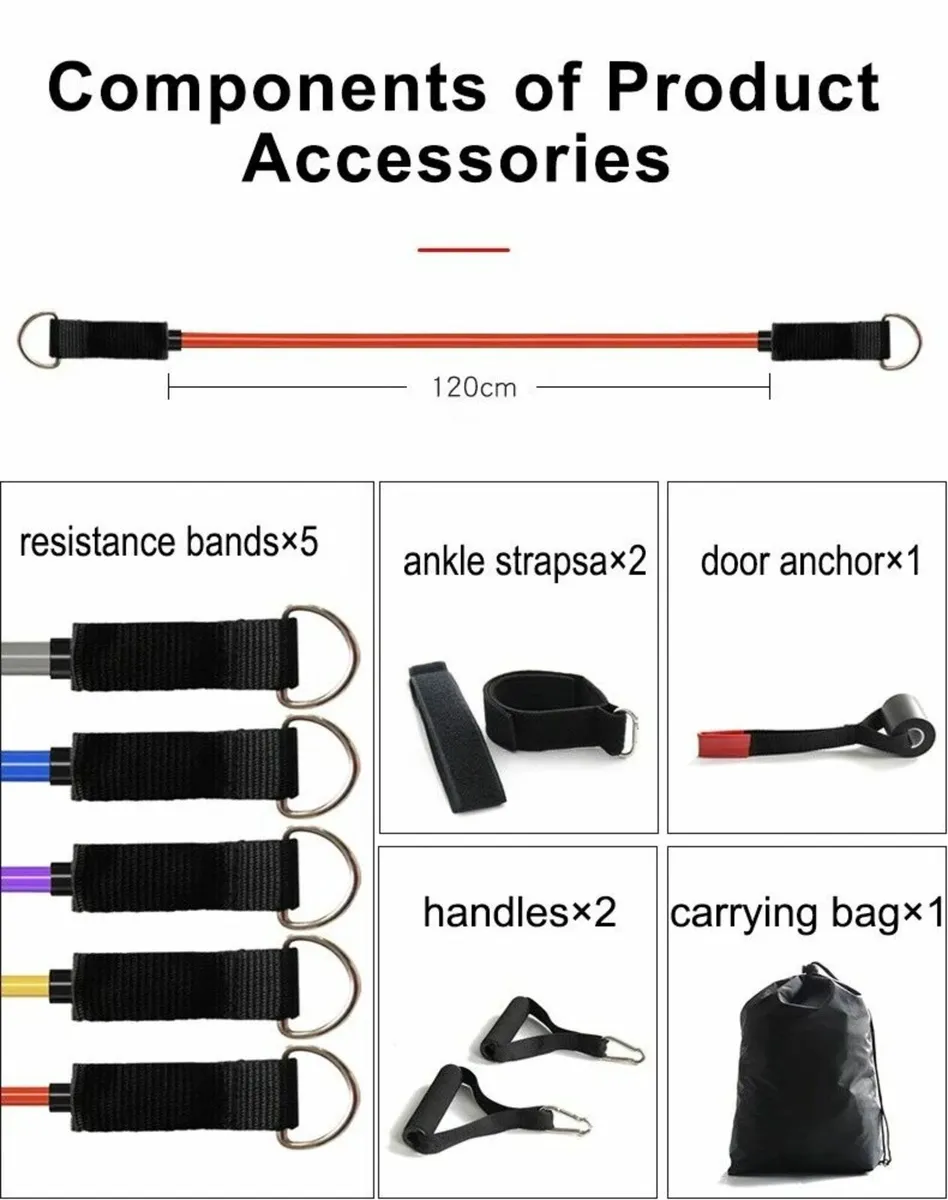 Resistance Bands Exercise Set 11pc 5 Tubes - Image 2