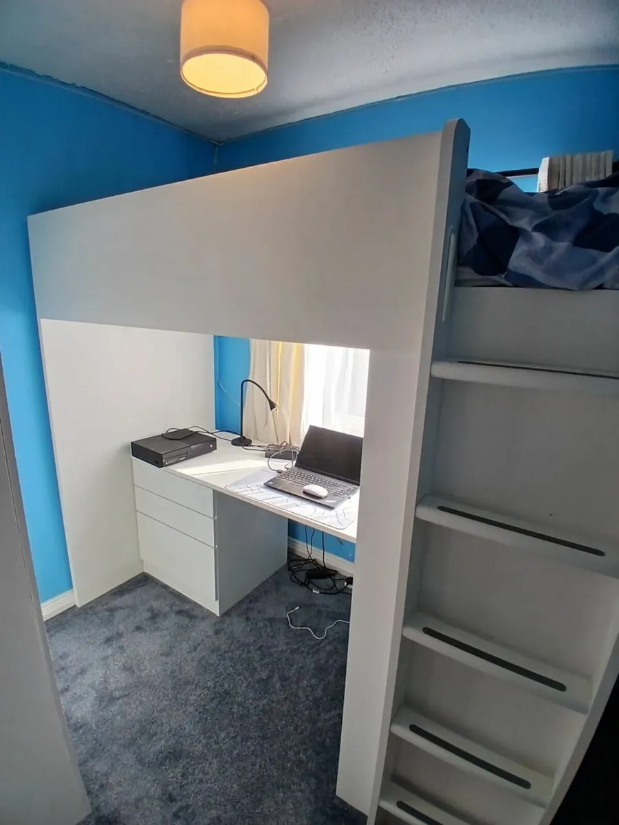 Loft bed with desk and storage - Image 1