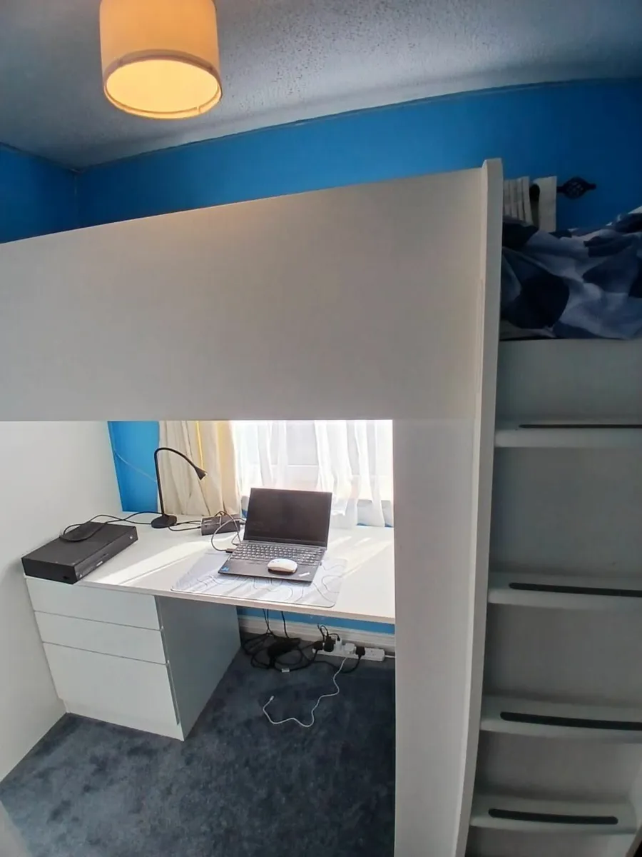 Loft bed with desk and storage - Image 2