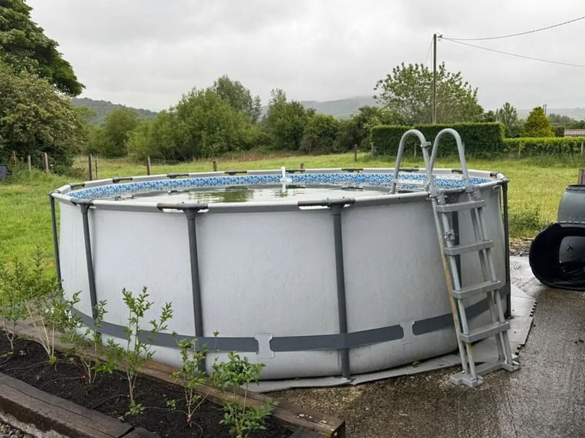 XXL Family Pool 457 x 122 cm Steel Frame Pool Garden Swimming Pool Swimming - Great condition - view set up - Image 1