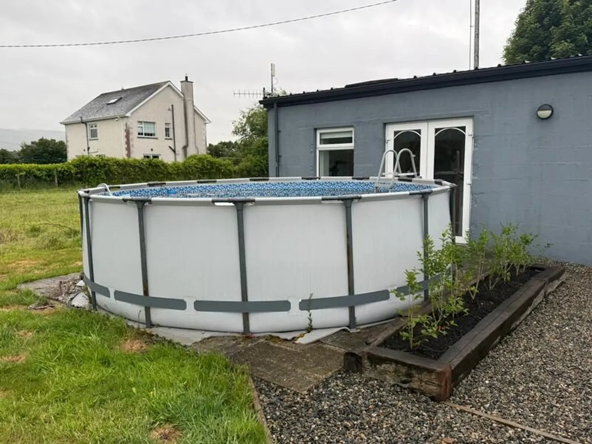 XXL Family Pool 457 x 122 cm Steel Frame Pool Garden Swimming Pool Swimming - Great condition - view set up - Image 2