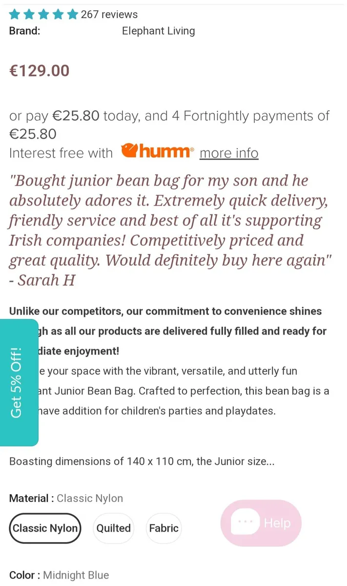 Junior elephant beanbag - Image 4