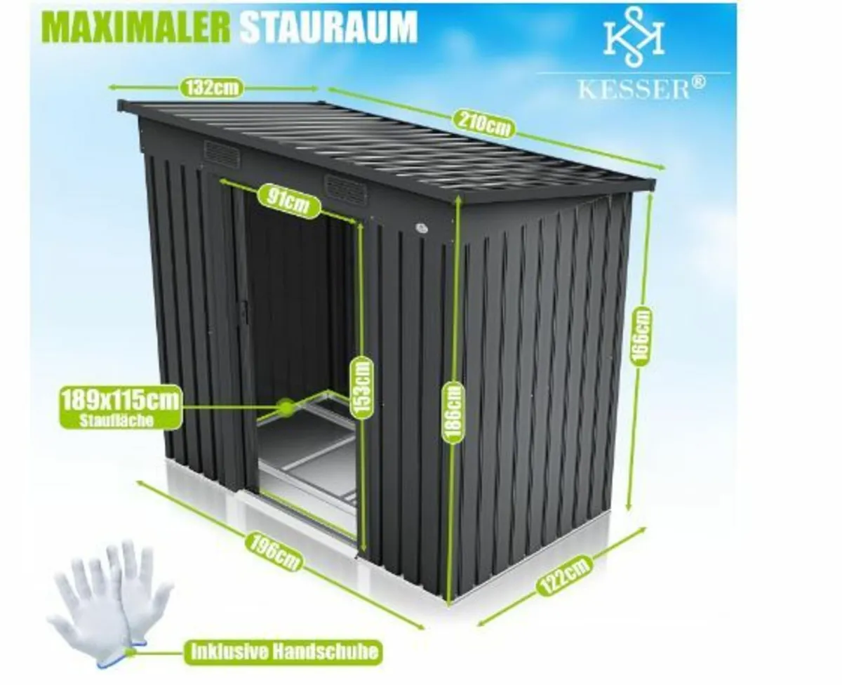 Tool Shed L Metal 3.4 Metres With Base - Image 3