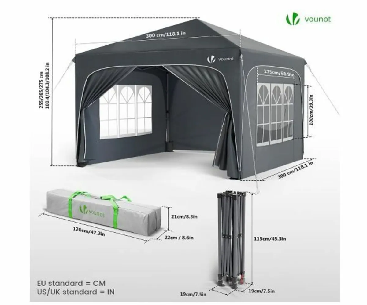 Gazebo 3 x 3 m with 4 Side Panels - Image 2