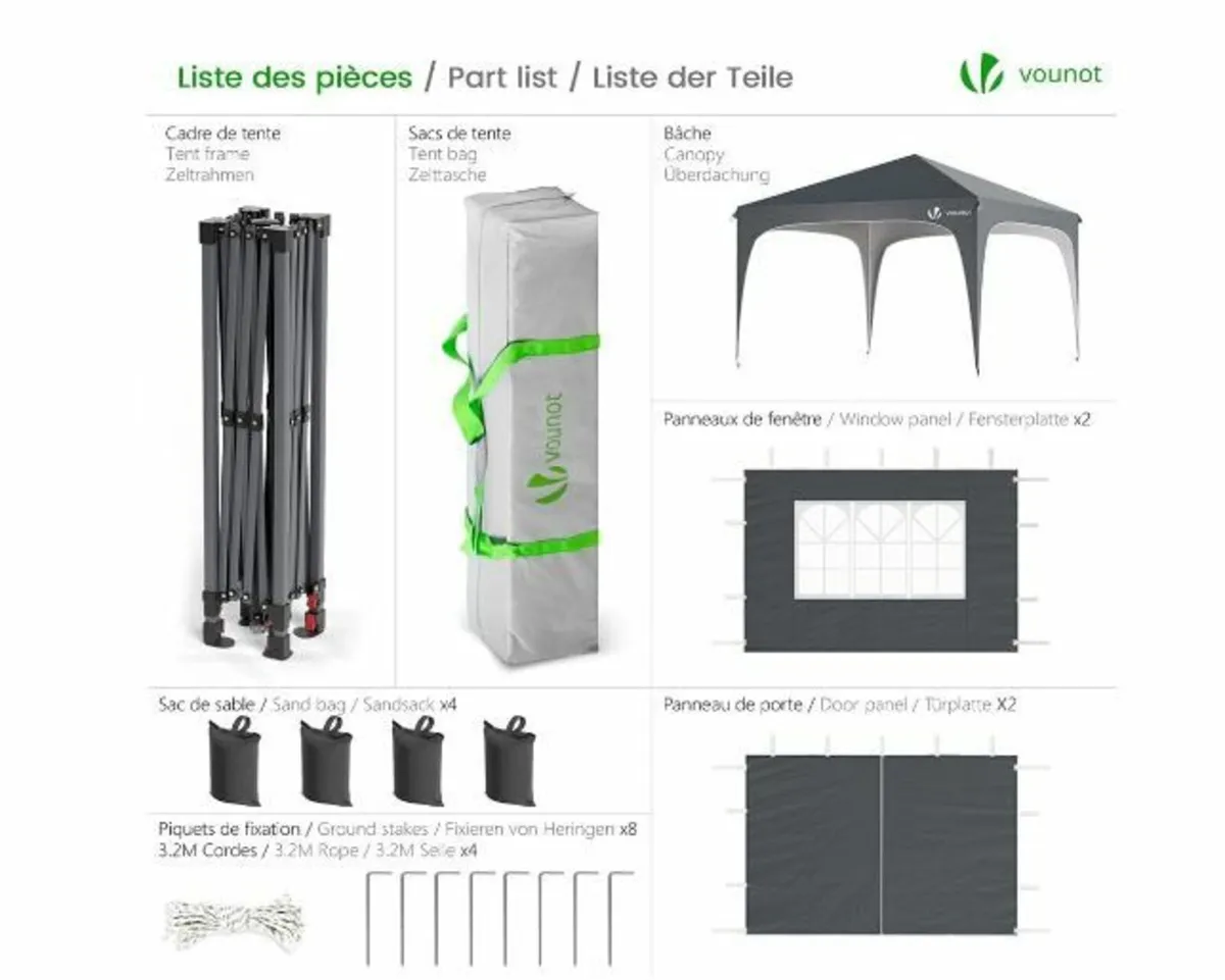 Gazebo 3 x 3 m with 4 Side Panels - Image 3