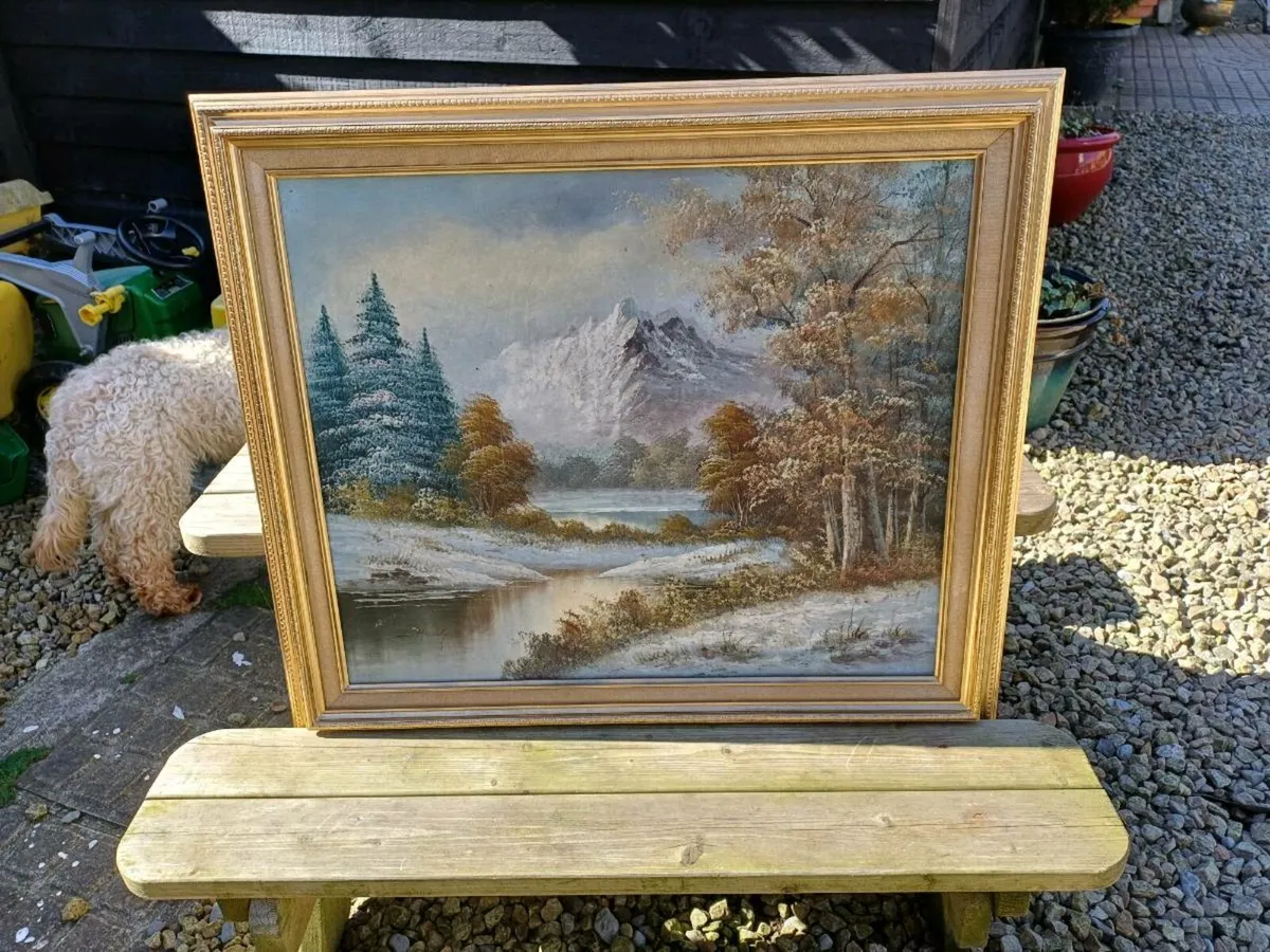 Antique Oil on Canvas Painting - Image 2