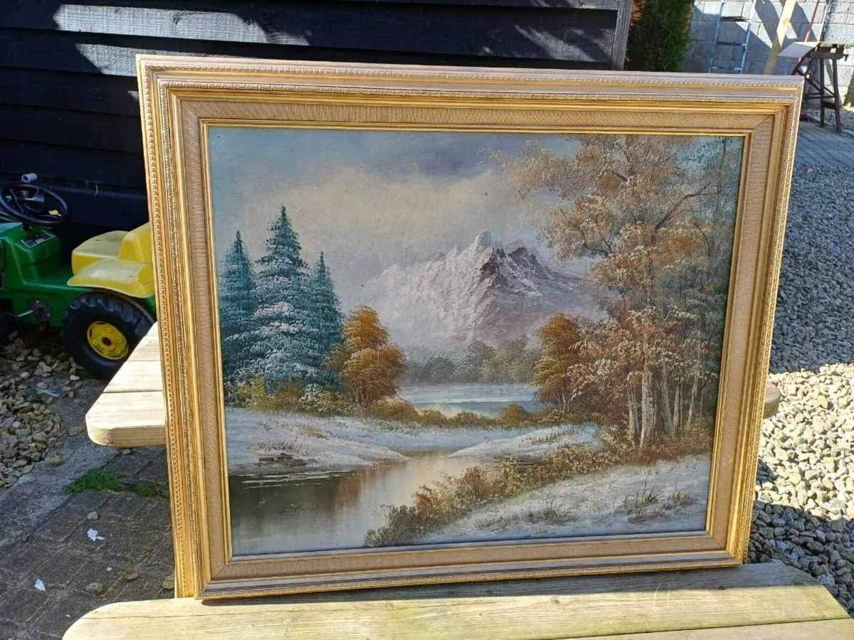 Antique Oil on Canvas Painting - Image 4