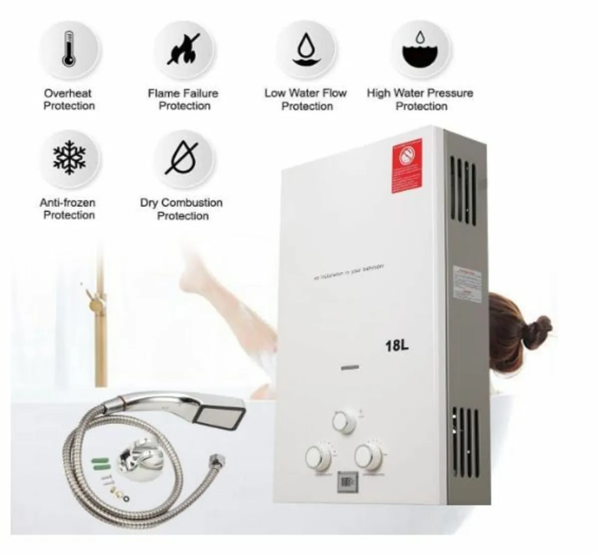 18L 36KW Gas Instantaneous Water Heater - Image 3