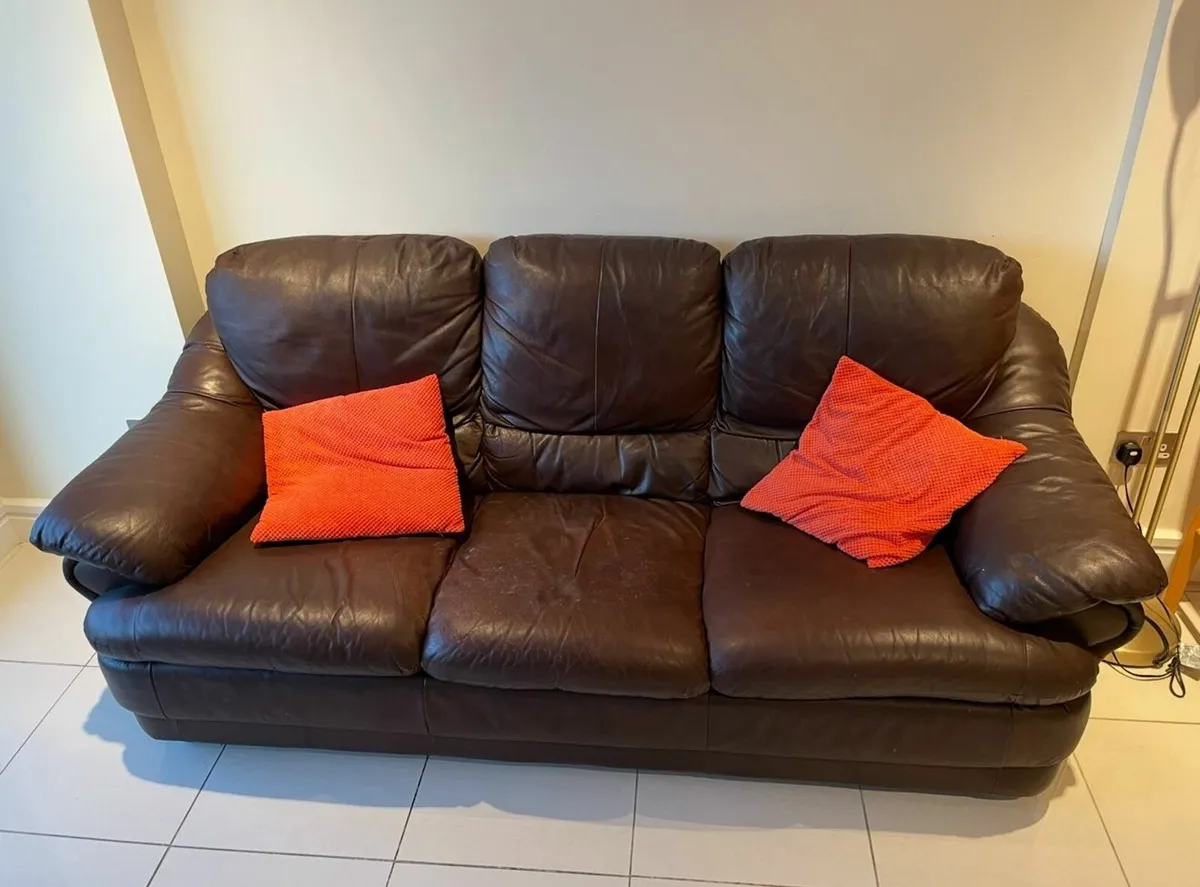 For Sale: Brown Leather Couch – Great Condition! - Image 1