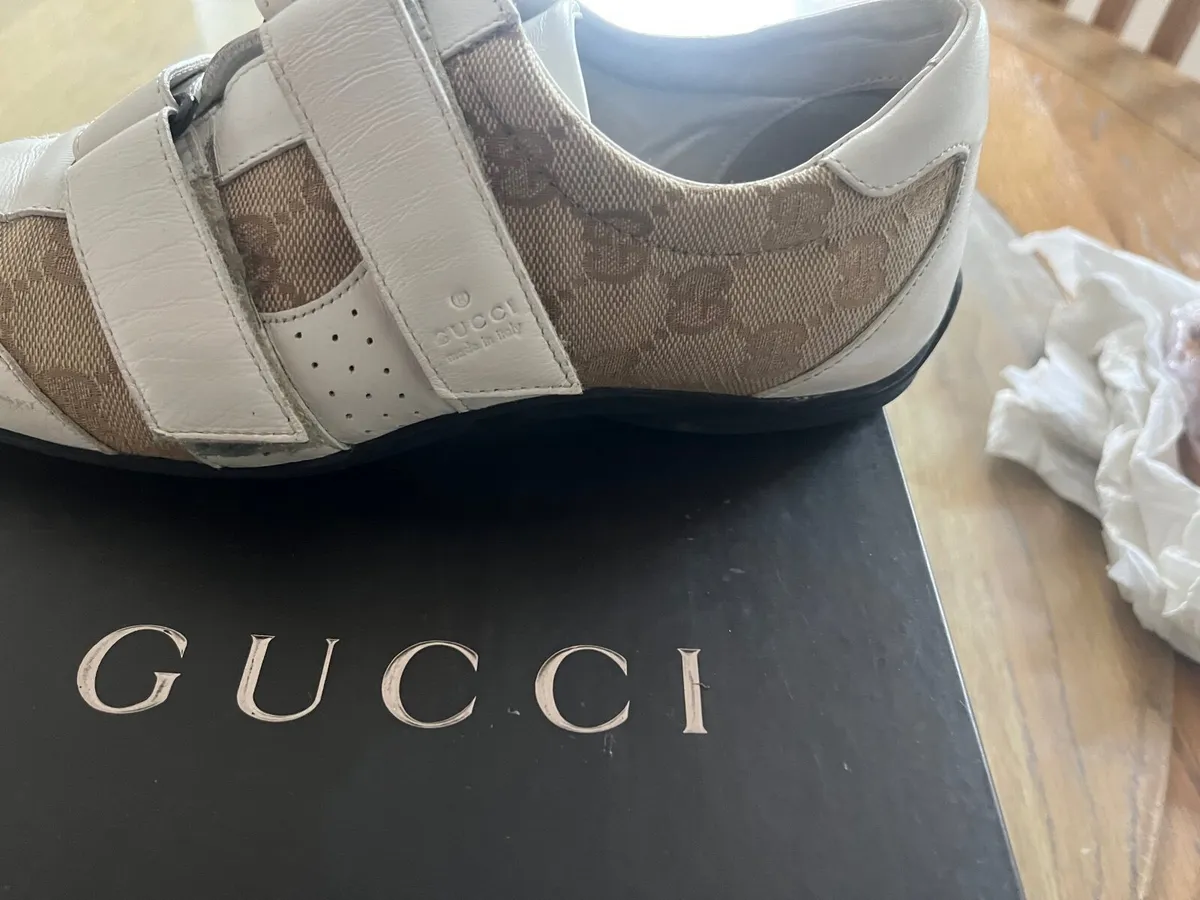 Gucci women’s white Leather monogram sneakers - Image 3