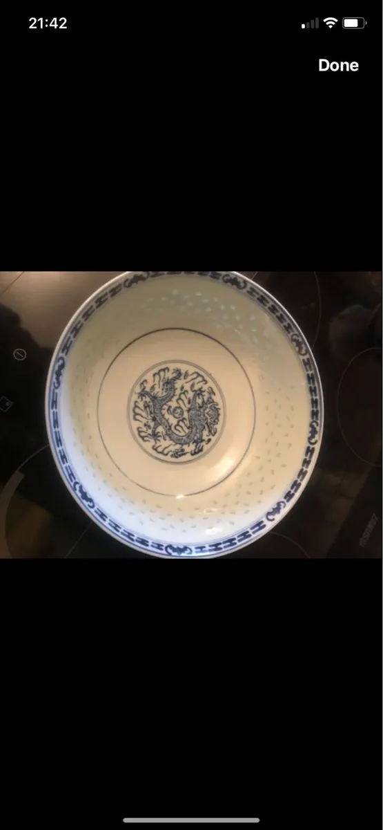 Antique Chinese Dragon Fine Porcelain Rice Bowl - Image 1