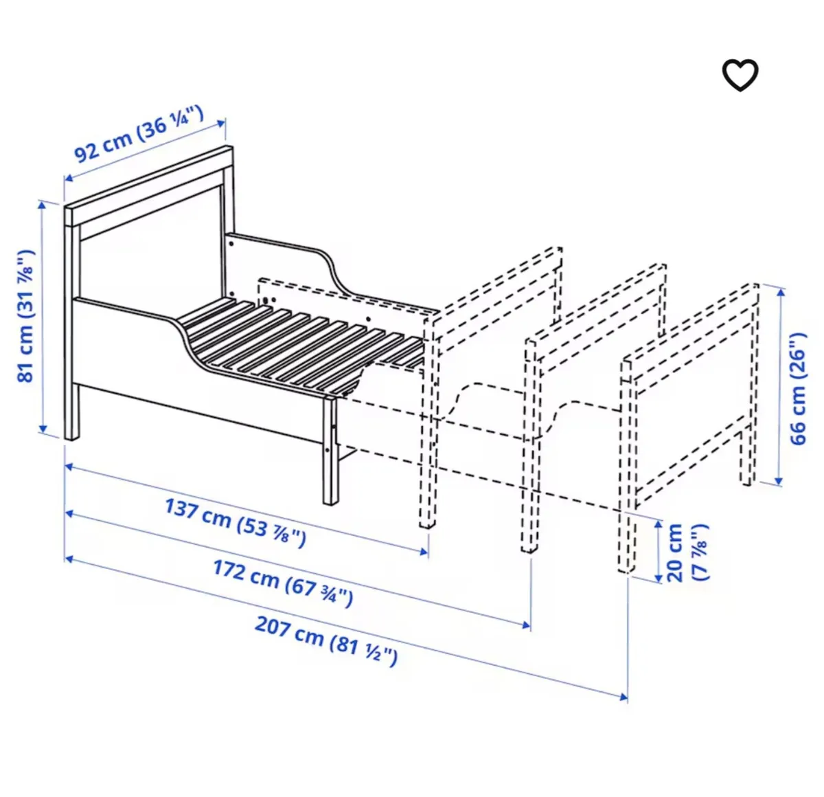 Child’s extendable bed with matress - Image 1