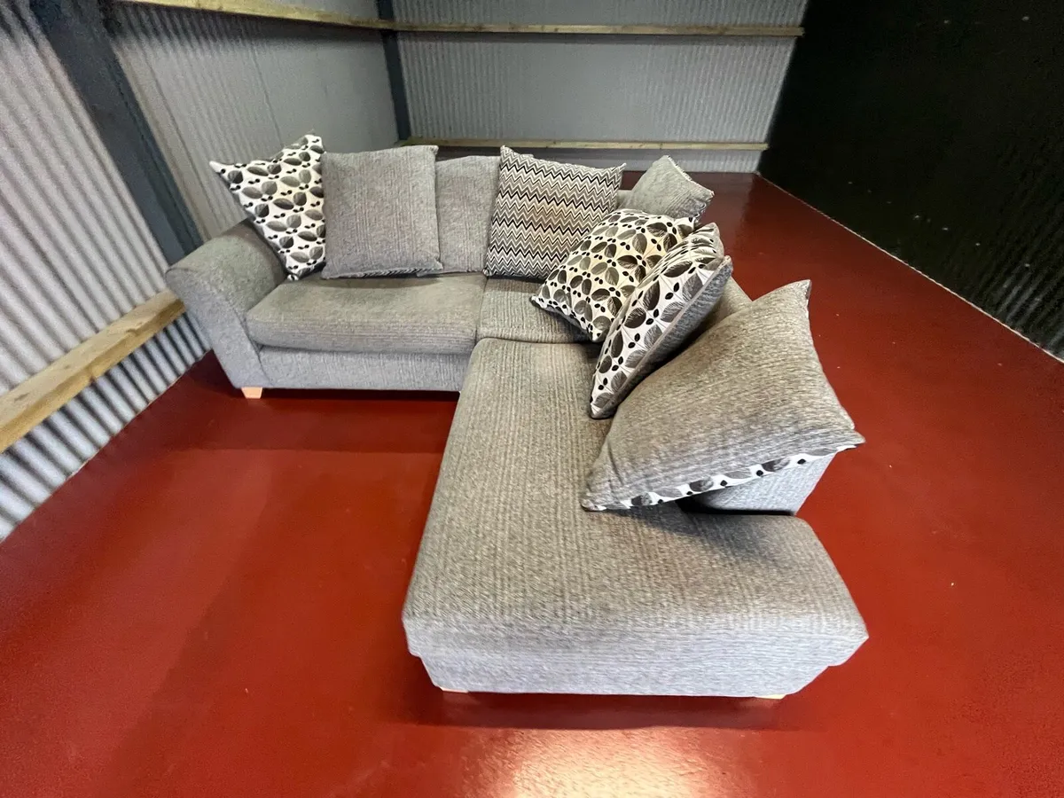 Grey corner sofa set couch furniture - Image 1