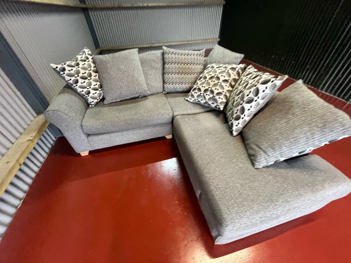 Grey corner sofa set couch furniture - Image 2