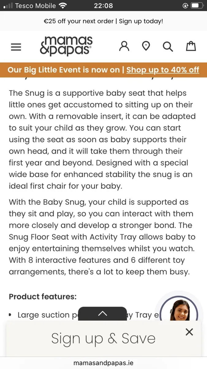 Mama & papas bumbo booster seat with activity tray - Image 2