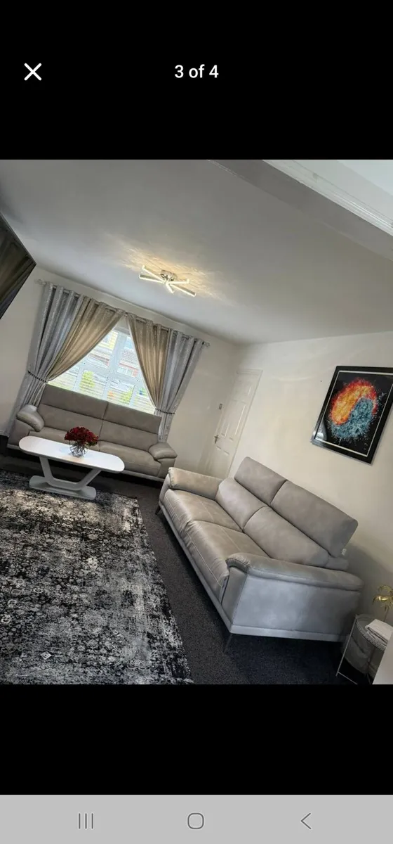 2 seater sliver leather couches - Image 1