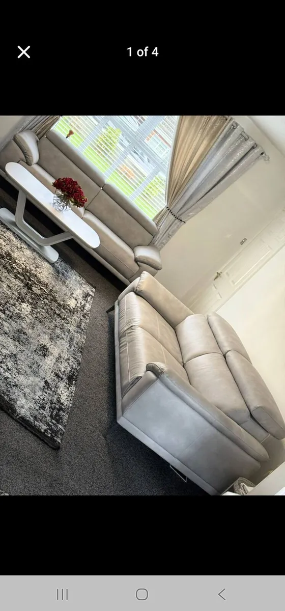 2 seater sliver leather couches - Image 4