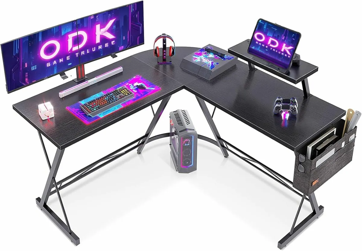 L Shaped Gaming Desk Monitor Stand 127x127x75cm - Image 1