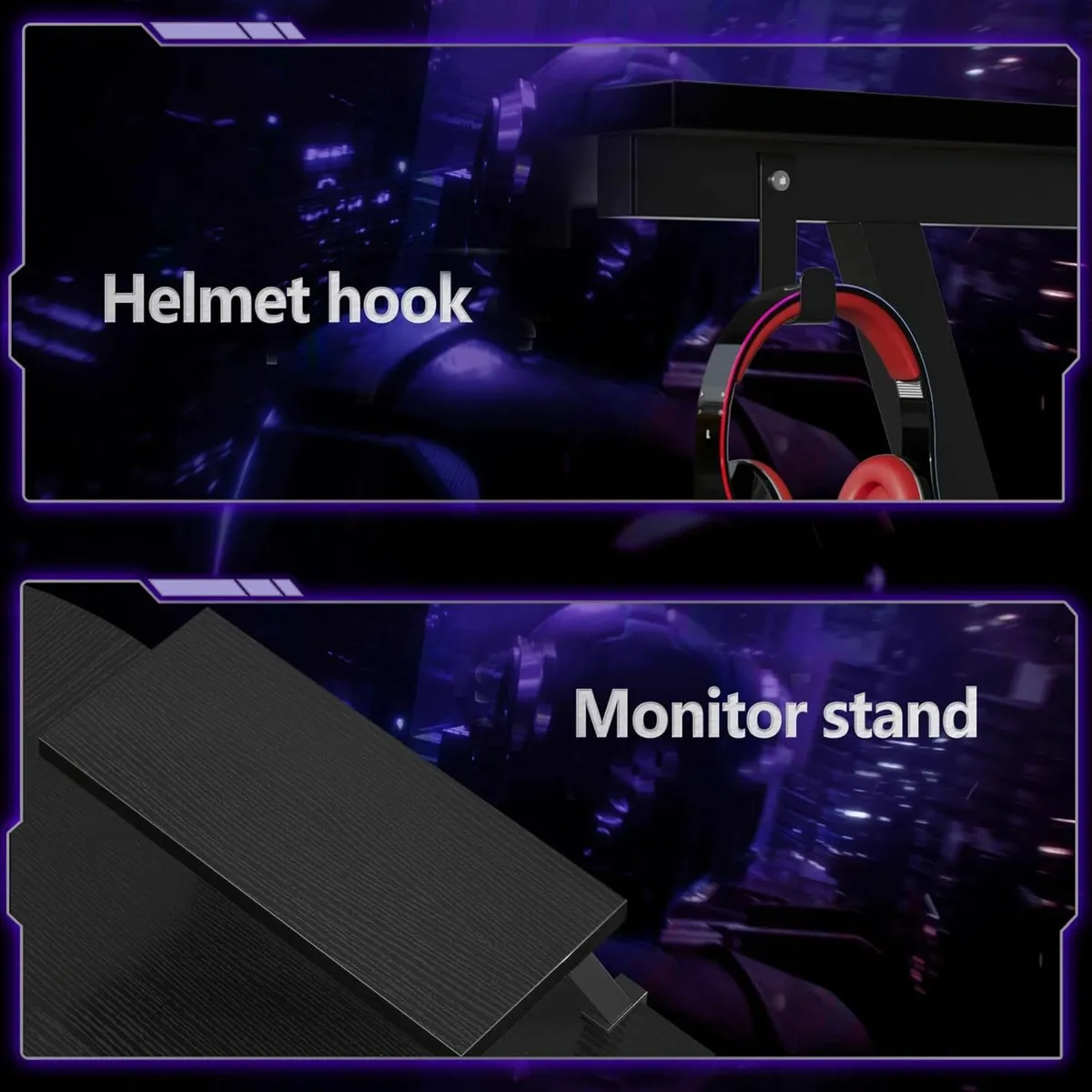 L Shaped Gaming Desk Monitor Stand 127x127x75cm - Image 2