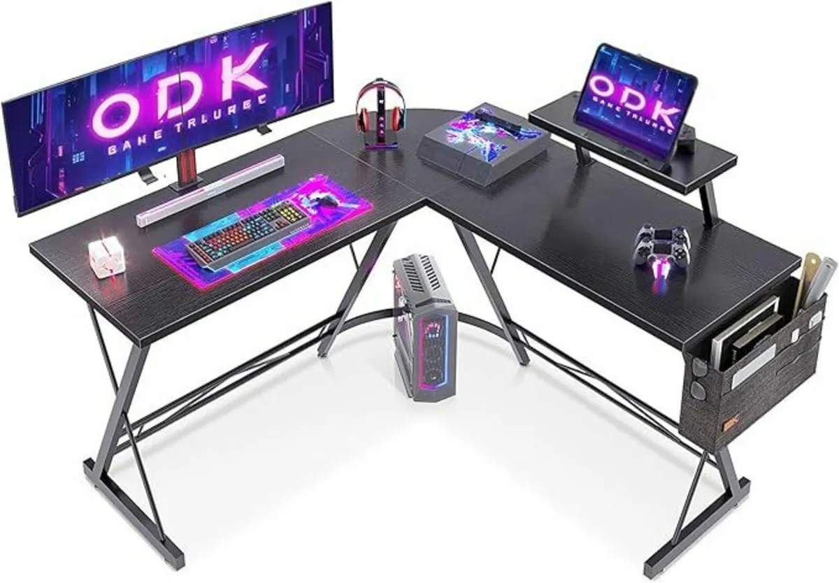 L Shaped Gaming Desk Monitor Stand 127x127x75cm - Image 4