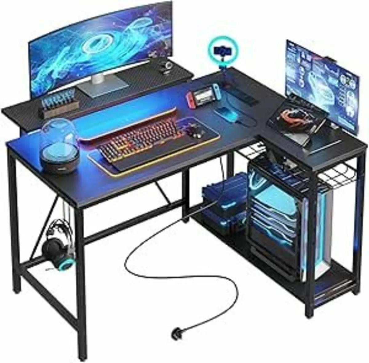 Gaming Desk Power Outlets & 2 USB Reversible Desk - Image 4