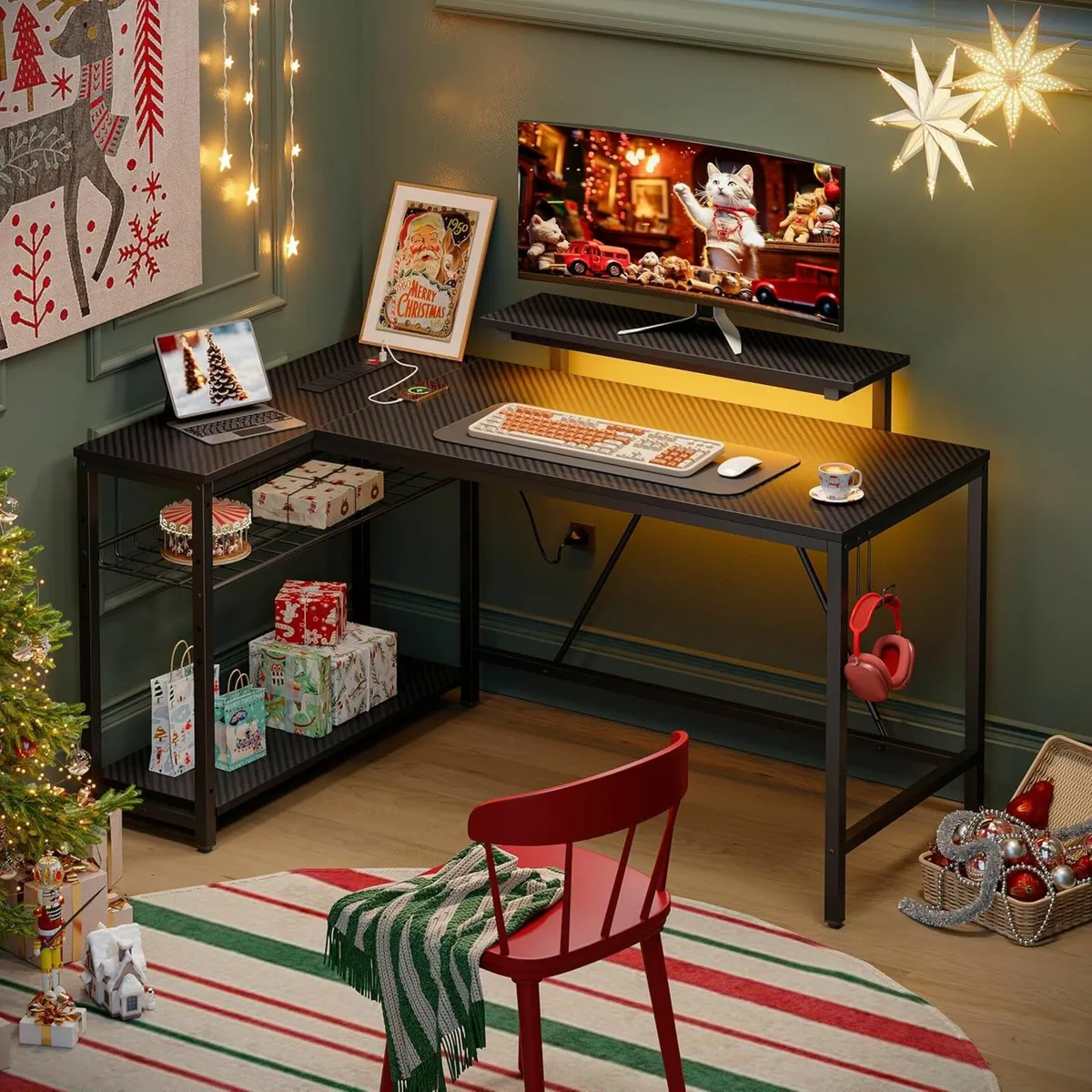 132.5 cm L-Shaped Workstation Office Gaming desk - Image 2