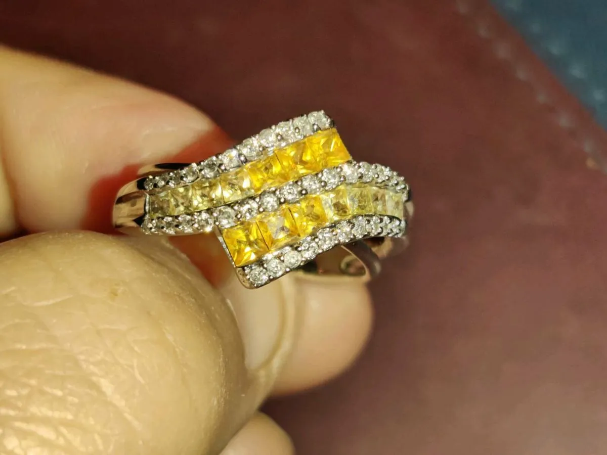 CITRINE & DIAMONDS, 14CT White Gold Ring & Cert ! - Image 1
