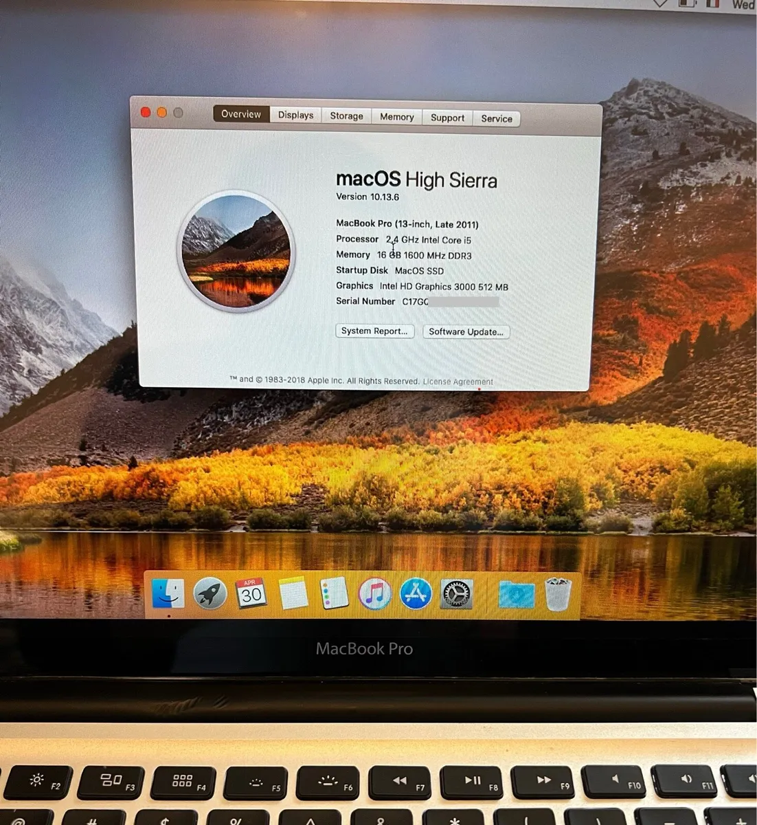 Macbook Pro 2011 model with OS High Sierra - Image 3