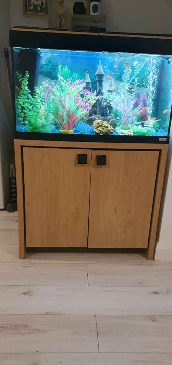 Fish aquarium with cabinet, Al pumps heater,plants - Image 4