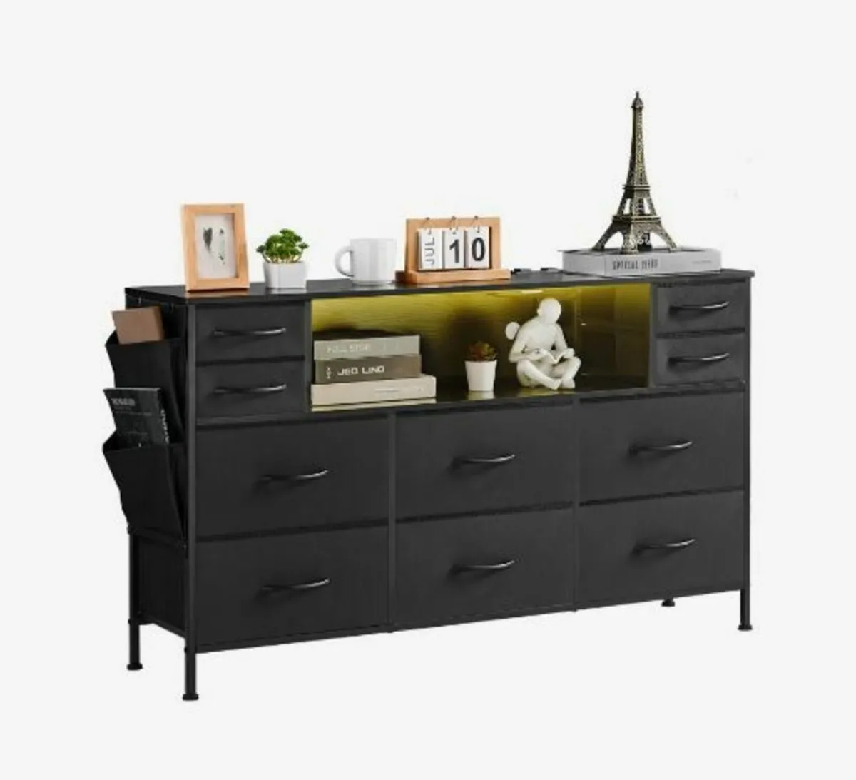 10 Fabric Drawer Dresser with Open Storage Shelf - Image 1